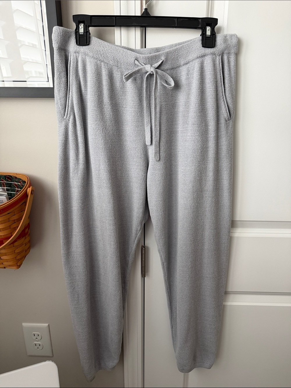 Barefoot Dreams Light Gray Knit Drawstring straight leg pants